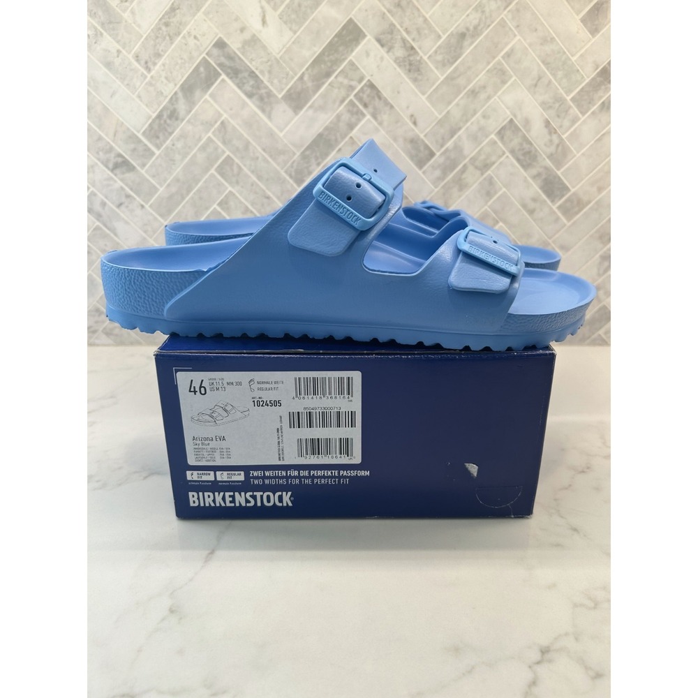 Birkenstock Arizona Essentials EVA Sandals Mens 46 13 Sky Blue Slip On Slides